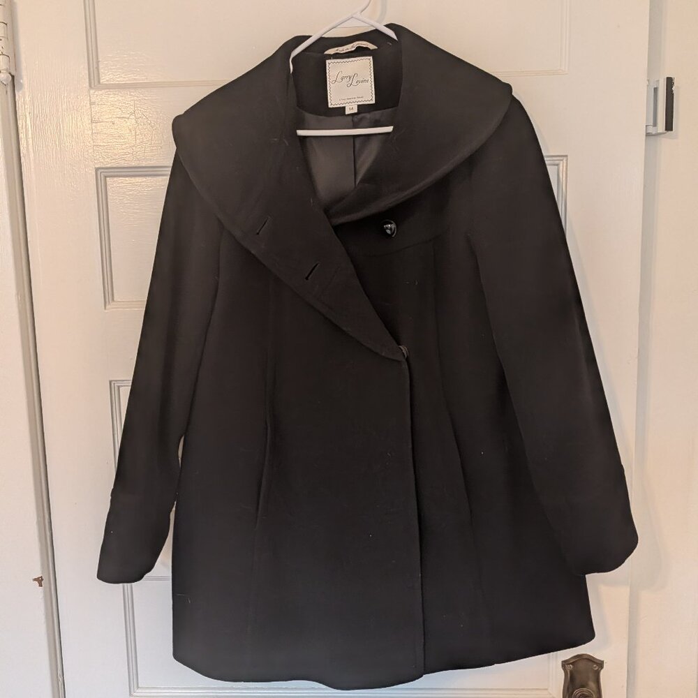 Larry Levine Black Wool Swing Coat (14)
